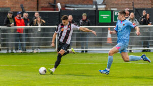 Rob Ramshaw scores for Spennymoor Town against Mickleover