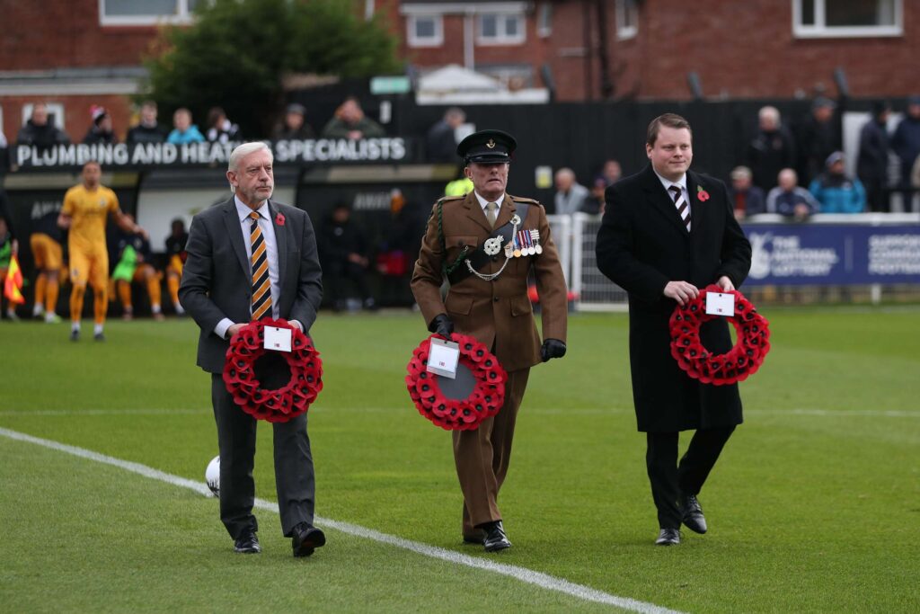 during the Vanarama National League North match between Spennymoor Town and Boston United at the Brewery Field, Spennymoor on Saturday 4th November 2023. (Photo: Mark Fletcher | MI News)