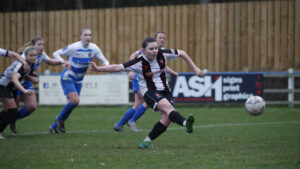 Courtney Mole scores a penalty for Spennymoor Town Ladies at Chester-le-Street Town