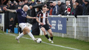 Danny Greenfield in action for Spennymoor Town against Buxton