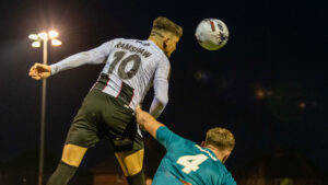 Spennymoor Town midfielder Rob Ramshaw in action against Chorley
