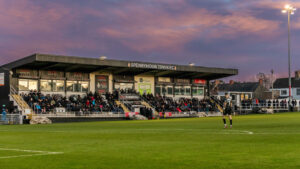 A stunning sunset at Spennymoor Town's Brewery Field stadium