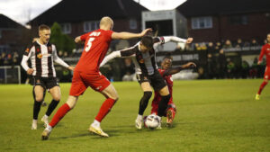 Rob Ramshaw in action for Spennymoor Town at The Brewery Field