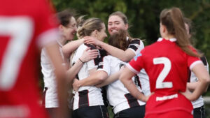 Spennymoor Town Ladies celebrate a goal against Barnsley