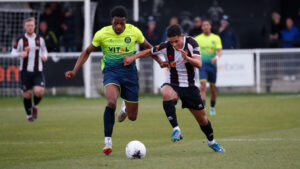 Evan Khouri in action for Spennymoor Town against Peterborough Sports