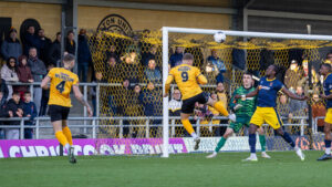 Brad James makes a save for Spennymoor Town against Boston United