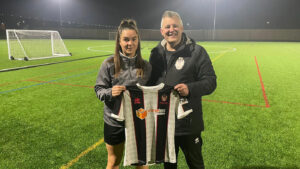 New Spennymoor Town Ladies signing Lucy McIntosh with Assistant Manager Brent Smithson