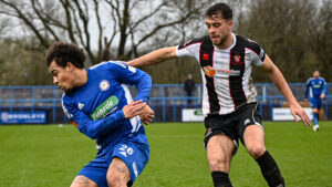 Spennymoor Town's Reece Staunton in action against Curzon Ashton