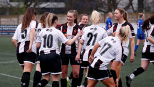 Spennymoor Town Ladies celebrate a goal against Harrogate Town