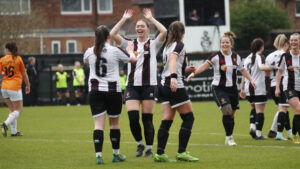 Spennymoor Town defender Neve Jackson celebrates her goal against South Shields