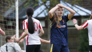 Spennymoor Town Ladies midfielder Becca Drinkald in action