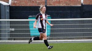 Spennymoor Town Ladies attacker Hannah Knox celebrates her goal against South Shields
