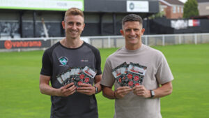 Spennymoor Town players Glen Taylor and Rob Ramshaw at The Brewery Field