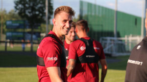 Spennymoor Town striker Glen Taylor in pre-season training