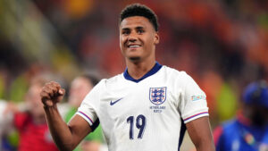 England striker Ollie Watkins celebrates