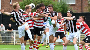 Action from Spennymoor Town's pre-season friendly against Doncaster Rovers