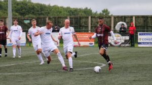 Spennymoor Town winger Junior Mondal in action at Consett