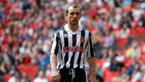 Gavin Cogdon in action for Spennyoor Town at Wembley