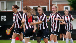 Spennymoor Town Ladies celebrate a goal at The Brewery Field