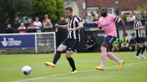 Spennymoor Town defender Dan Rowe in action against York City