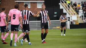 Spennymoor Town striker Glen Taylor celebrates a goal against York City