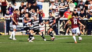 Spennymoor Town defender Olly Dyson in action against Darlington