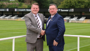 Spennymoor Town's Managing Director Ian Geldard with new Partnerships Manager Stephen Gilling