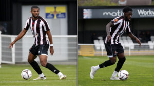 Ryan Bartley and Zanda Siziba in action for Spennymoor Town