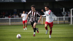 Spennymoor Town midfielder Corey McKeown in action against Hereford