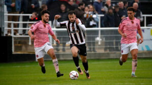 Spennymoor Town defender Olly Dyson in action against Curzon Ashton