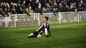 Spennymoor Town midfielder Rob Ramshaw celebrates his goal against Scunthorpe United