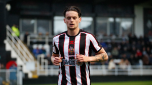 Gateshead striker Tom Allan in action for Spennymoor Town during a loan spell