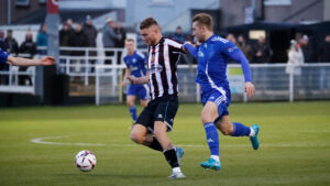 Striker Aidan Rutledge in action for Spennymoor Town