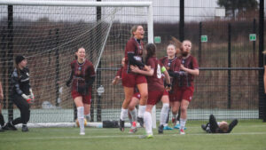 Spennymoor Town Ladies celebrate a goal by Jess Dawson against Ponteland United