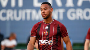 Spennymoor Town's Junior Mondal in action