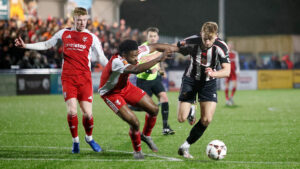 Spennymoor Town striker Glen Taylor in action at Scarborough Athletic