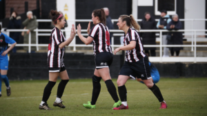 Spennymoor Town Ladies' Autumn Colledge celebrates her goal against Alnwick Town