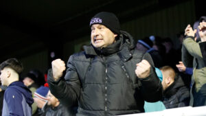 Spennymoor Town fans celebrate at The Brewery Field