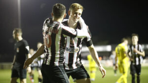 Glen Taylor celebrates a goal against Radcliffe for Spennymoor Town