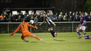 Spennymoor Town's Olly Dyson scores against Darlington