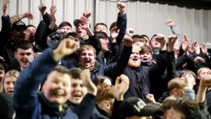 Spennymoor Town fans celebrating at The Brewery Field