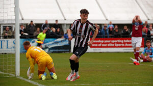 Spennymoor Town winger Corey McKeown celebrates his goal against South Shields