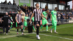 Spennymoor Town and Oxford City come out of the tunnel at The Brewery Field