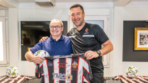 Glyn Carter of Carter Property Services with Spennymoor Town Manager Graeme Lee