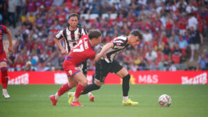Spennymoor Town winger Corey McKeown in action against Aldershot Town at Wembley