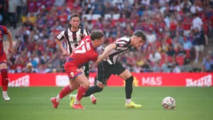 Spennymoor Town winger Corey McKeown in action against Aldershot Town at Wembley