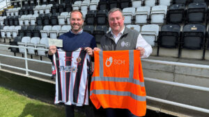 Gary Finley with Spennymoor Town Partnerships Manager Stephen Gilling