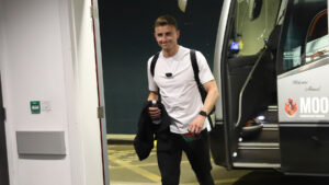 Spennymoor Town captain Glen Taylor arrives at Wembley for the FA Trophy Final