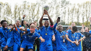 Bedford Town celebrate their title and promotion