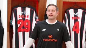 Spennymoor Town midfielder Matty Dolan in the Wembley dressing room